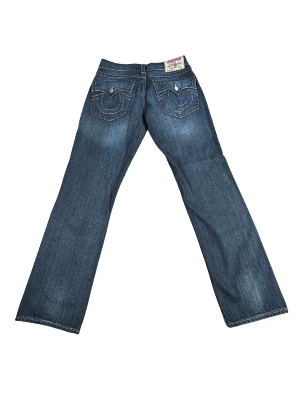 True Religion Slim Straight Jeans Mens 36 Dark Wash Premium Denim Blue Lagoon